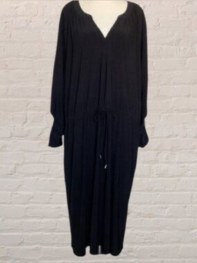 $10$ add on In Every Story Black V-Neck 3/4 Sleeve drawstring waist Dress Sz 3X